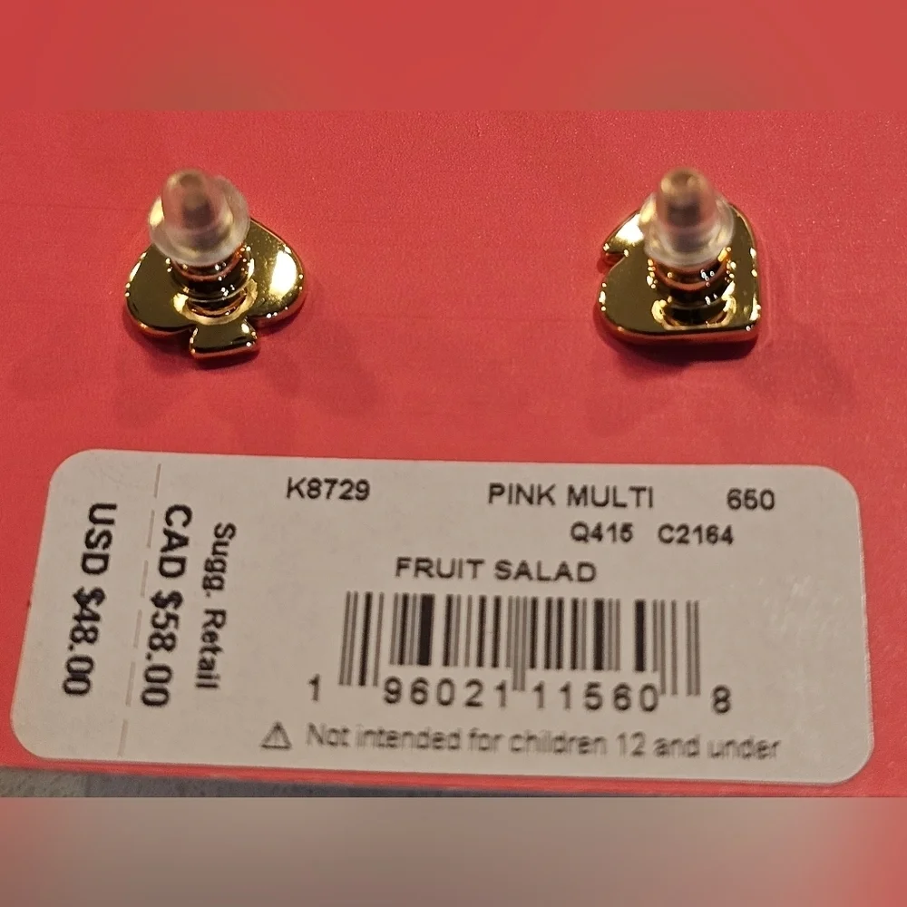 Kate Spade Fruit Salad Grapefruit Studs, New!